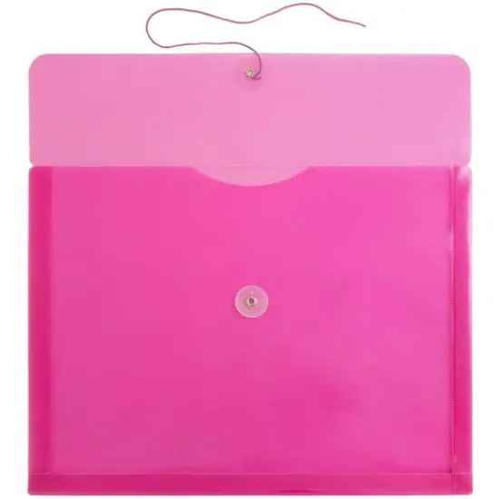 JAM Paper Letter Booklet Plastic Envelopes with Button & String Tie Closure, 12ct. Fuchsia {4}