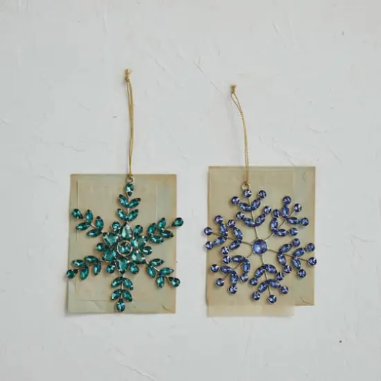 Hello Honey&reg; 5.25" Blue Acrylic Jewel & Metal Snowflake Ornament Set {3}