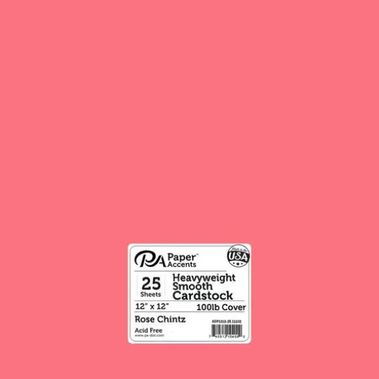 PA Paper&trade; Accents Smooth 12"x 12" Heavyweight Cardstock, 25 Sheets Rose Chintz {1}