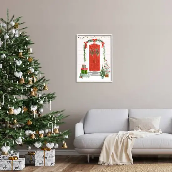 Stupell Industries Red Jolly Christmas Doorway Framed Giclee Art White {3}