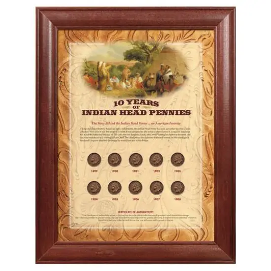 10 Years of Indian Head Pennies - Wood Frame {1}