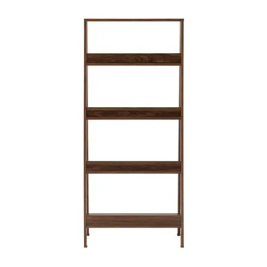 Walker Edison 55" Walnut Modern Ladder Bookshelf {6}