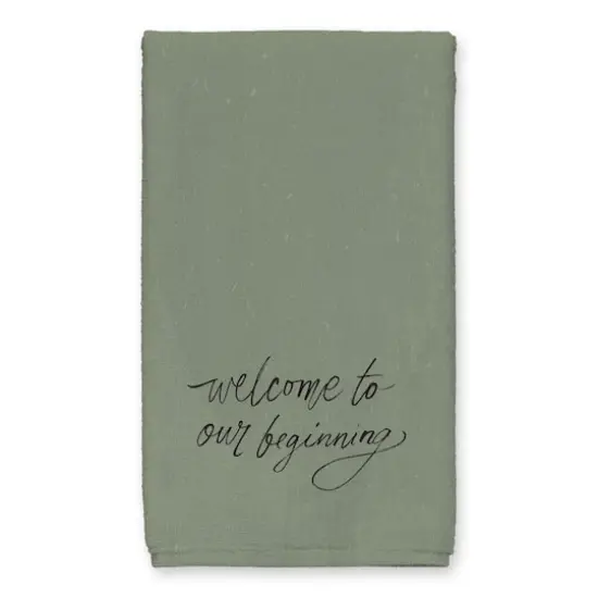 Welcome to Our Beginning Tea Towel Set Olive Green {3}