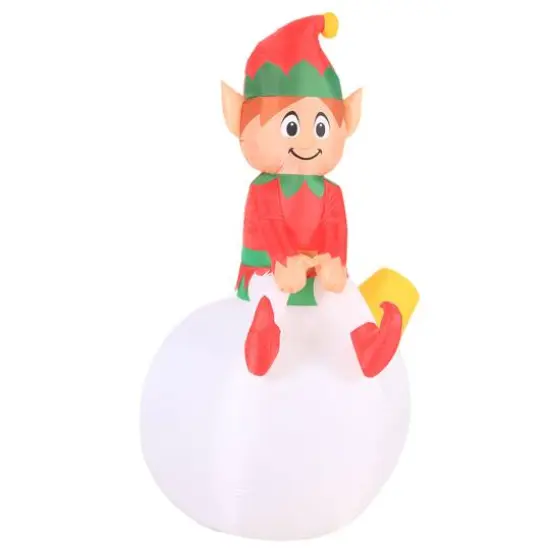 5ft. Airflowz Inflatable Elf on Ornament with Swirling Lights {4}