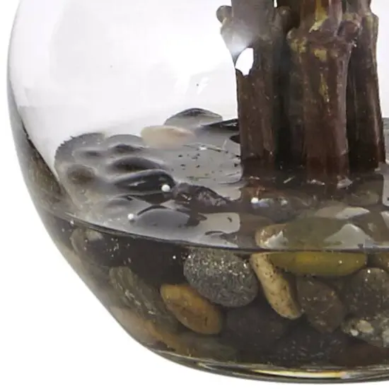 17" Orange Dahlia Silk Arrangement with Glass Vase {4}