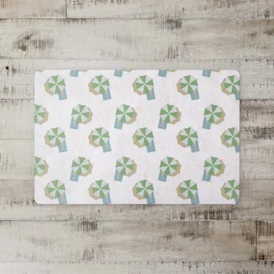 Umbrella Pattern Floor Mat White and Green {3}