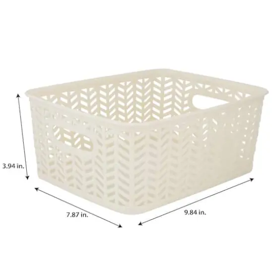 Simplify Small&nbsp;Herringbone Storage Basket, 3ct. Ivory {4}