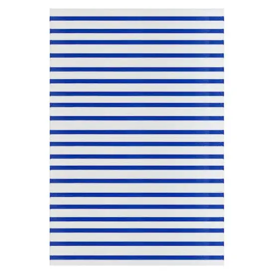 Blue & White Striped Rectangular Outdoor Area Rug, 4ft. x 6ft. {1}