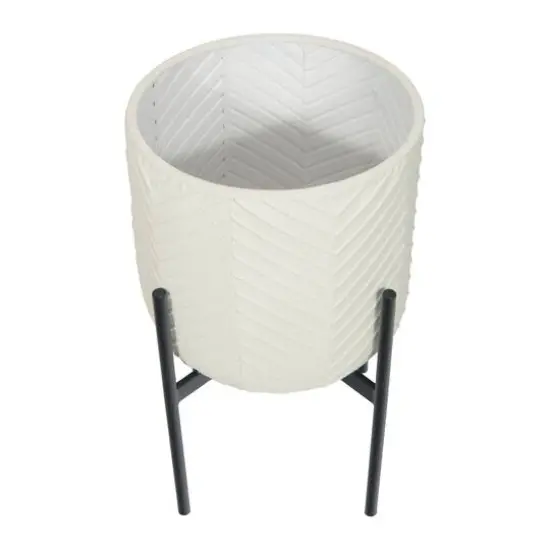 Hello Honey&reg; 22" White with Black Metal Planter and Stand, 2ct. {9}