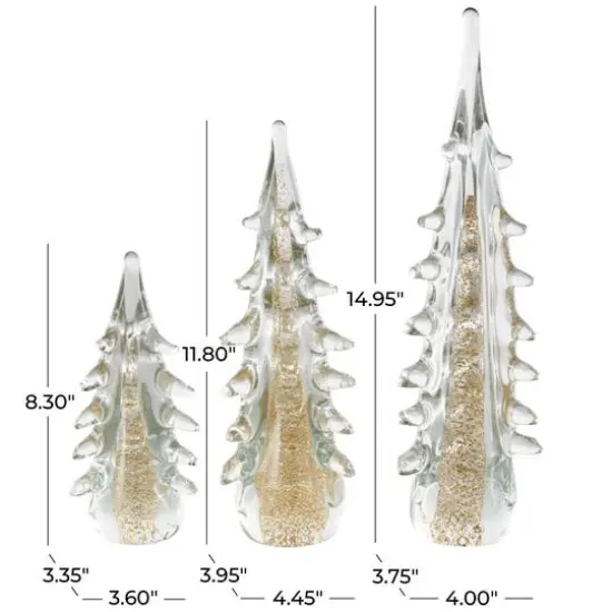 Gold & Clear Decorative Glass Sculpture Set {9}