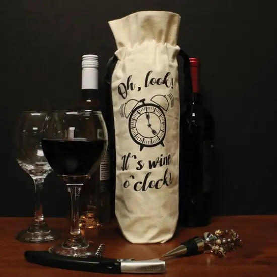 Personality Case&trade; Wine O'Clock Canvas Wine Bag {3}
