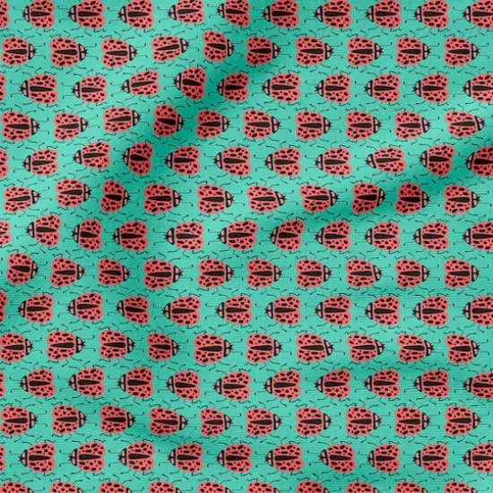 Fabric Editions Turquoise Ladybug Cotton Fabric {5}