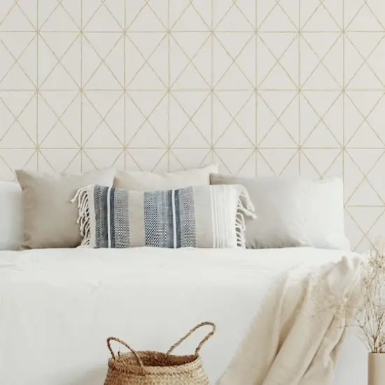 Wallpops White & Gold Get In Line Peel & Stick Wallpaper {3}