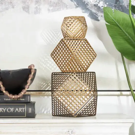 Gold Metal Geometric Sculpture Set, 3ct. {11}