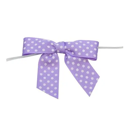 JAM Paper 3.25" Grosgrain Polka Dot Twist Tie Bows, 100ct. Light Orchid {1}