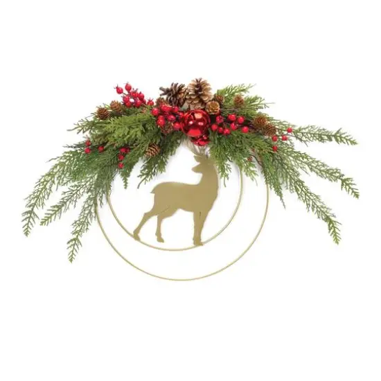 18" Deer & Pine Half Wreath {1}