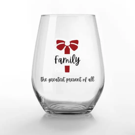 Family is the Greatest Present 15oz. Printed Stemless Wine Glass {1}