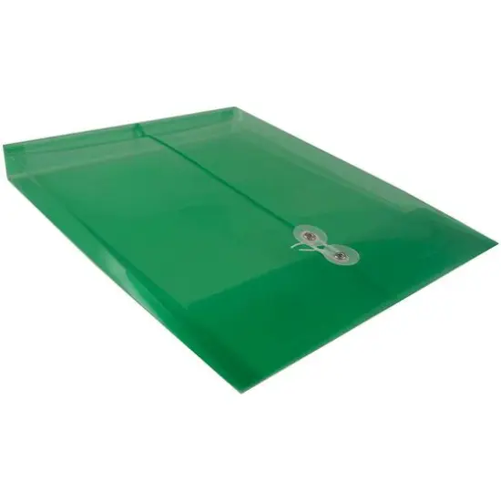 JAM Paper Letter Size Plastic Envelopes with Button & String Tie Closure, 12ct. Green {6}