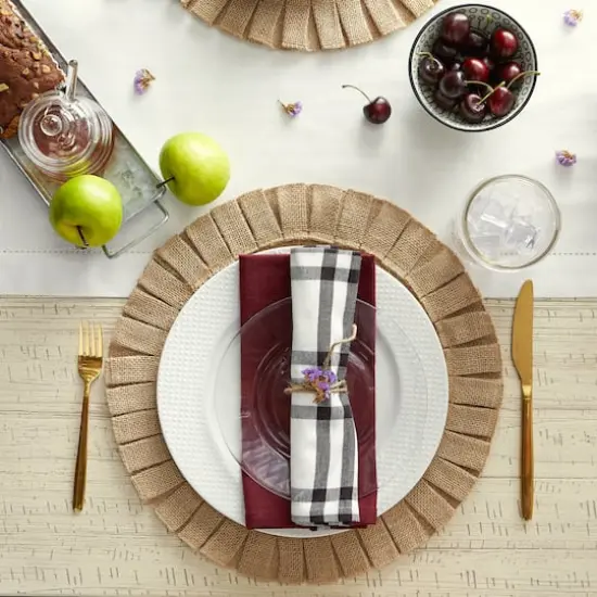 Natural Jute Round Ruffle TrimPlacemat Set/6 {6}