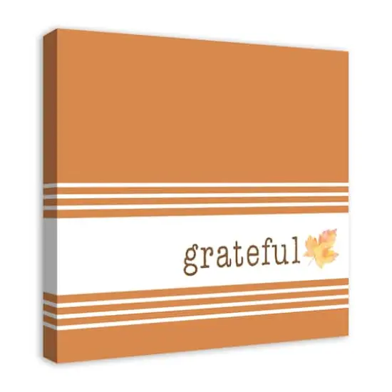 Orange & White Stripes Grateful Fall Canvas Wall Art {3}