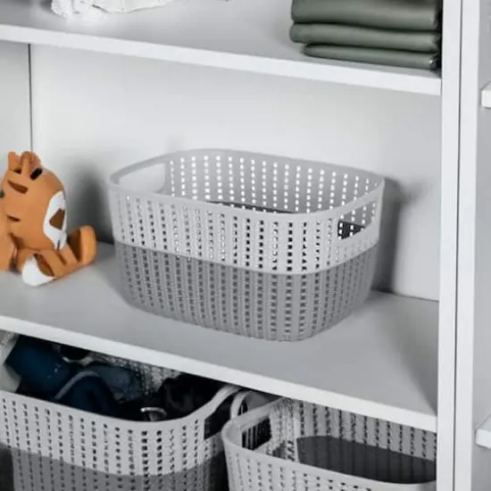 Simplify Medium Gray 2-Tone Decorative Storage Basket {4}
