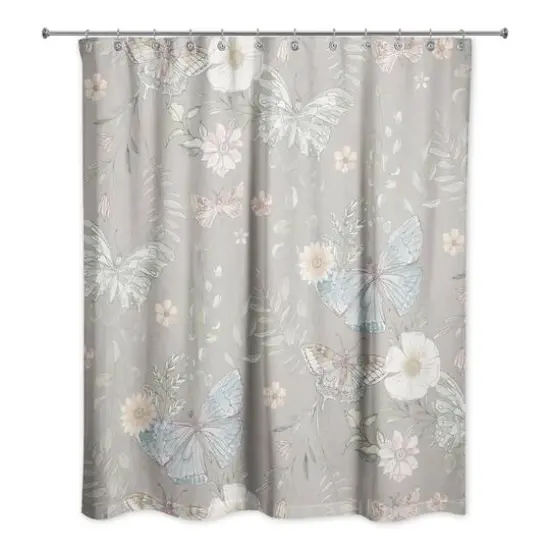 Butterflies Shower Curtain Gray {1}