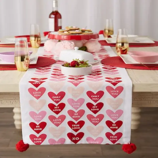DII&reg; 72" Conversation Hearts Print Table Runner {8}