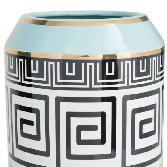 Teal Stoneware Modern Vase, 11" x 8" x 8" {4}