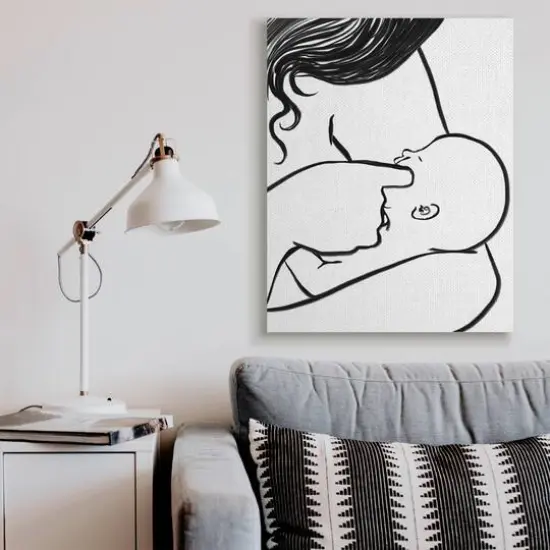 Stupell Industries Mother Nursing Child Portrait Minimal Black White Canvas Wall Art {3}