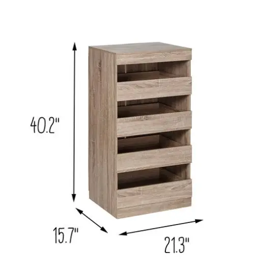 Honey Can Do Brown Tall & Narrow Stackable Storage Drawers with Wood Finish {10}