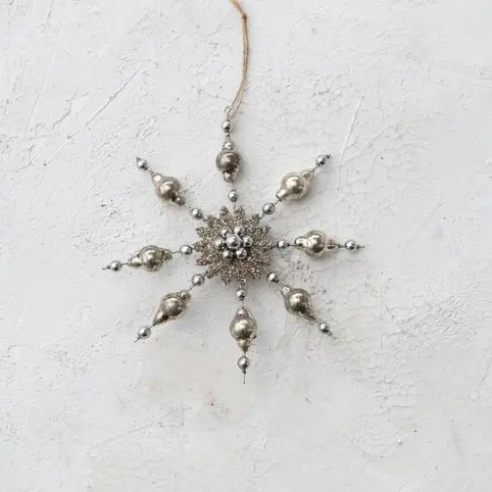 Hello Honey&reg; 7" Silver Glass Snowflake Ornament {3}
