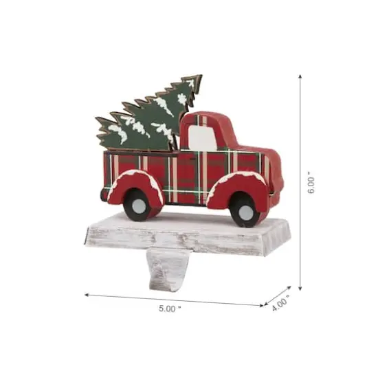 Glitzhome&reg; Red Truck Stocking Holder Set {6}