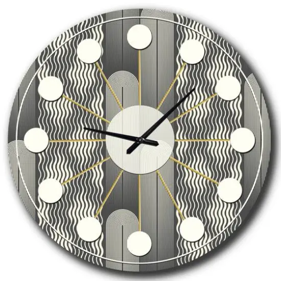 Designart 'Mimimal Black And White Design Ii Mid-Century Modern Wall Clock {3}