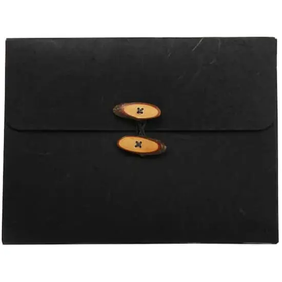 JAM Paper Portfolio with Button & String Closure 9" x 11.75" Rainforest Black {1}