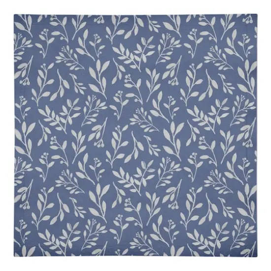 Delicate Floral Cotton Twill Napkin Navy {1}