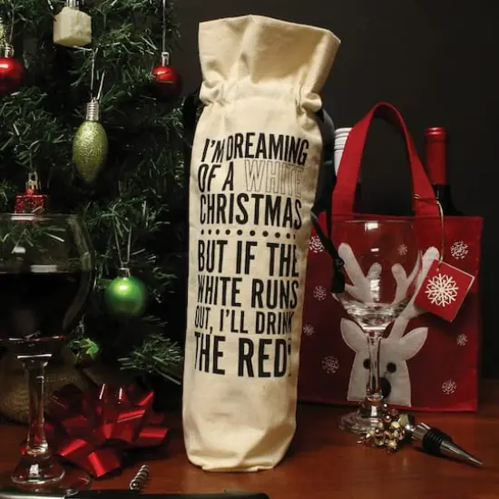 Personality Case&trade; White Christmas Canvas Wine Bag {3}