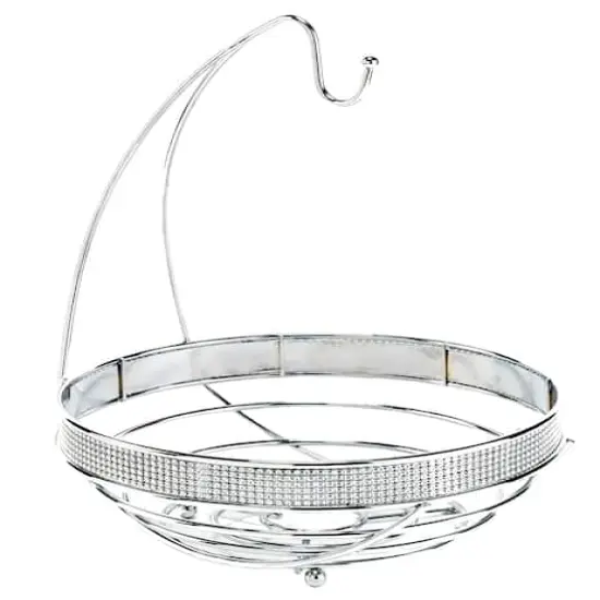 Kitchen Details Round Chrome Pave Diamond Fruit Basket with Banana Tree {3}