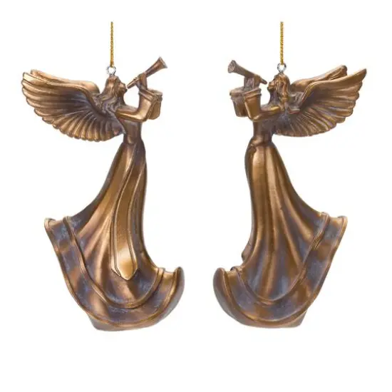 6ct. 5" Bronze Trumpet Angel Ornament Set {1}