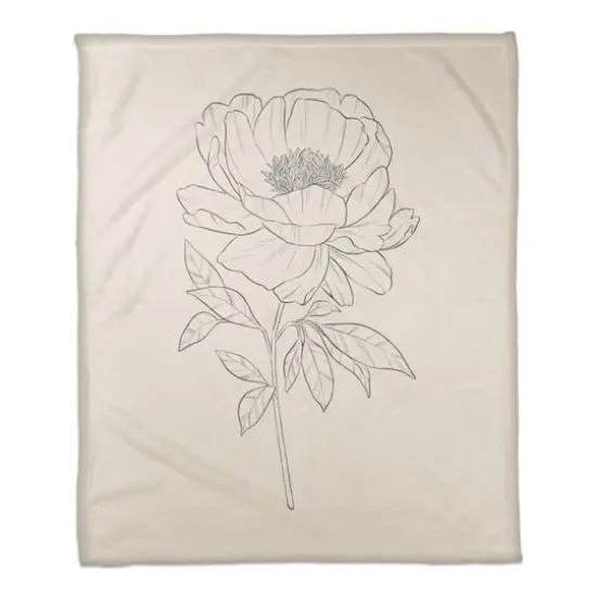 Simple Poppy I 50" x 60" Coral Fleece Blanket {1}