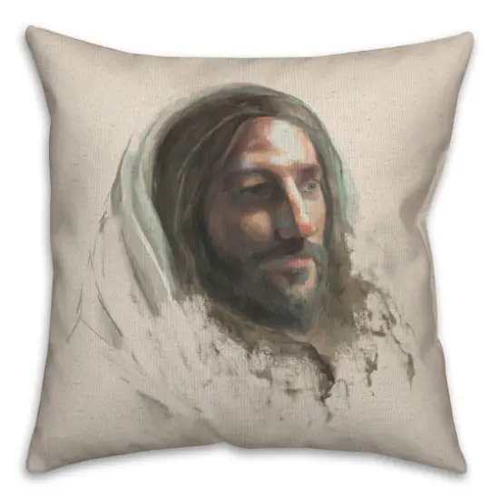 Portrait Of Jesus Pillow 2 18" x 18" Throw Pillow {1}