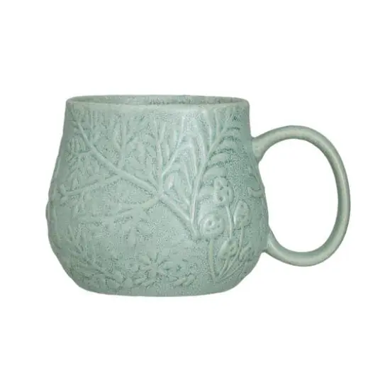 Hello Honey&reg; 16oz. Sage Reactive Glaze Embossed Botanicals Stoneware Mug {1}