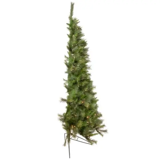 6.5ft. Pre-Lit Medium Canyon Pine Artificial Christmas Wall Tree, Clear Lights {4}
