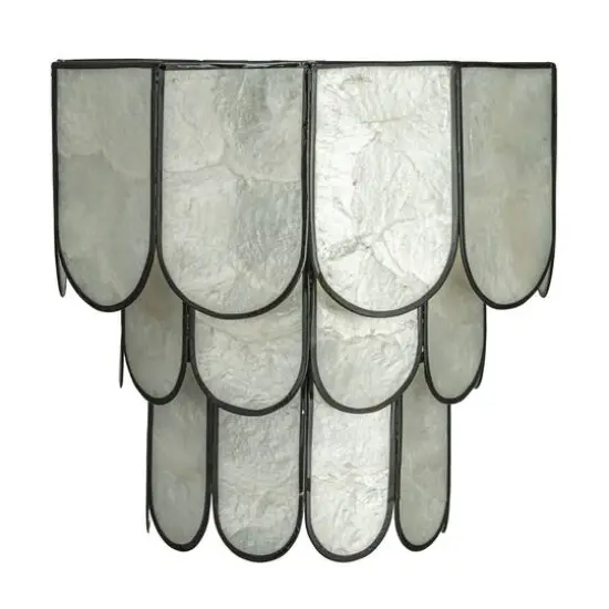 Hello Honey&reg; Black Finish Laminated Capiz Tiered Wall Sconce {6}