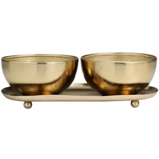 English Garden Scented 2-Wick Candles in Gold Bowls Set {6}