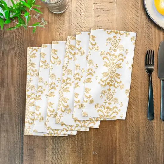 Floral Crest Cotton Twill Napkin Yellow {4}