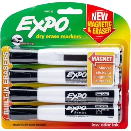 Expo&reg; Black Magnetic Dry Erase Chisel Marker & Eraser Set {1}