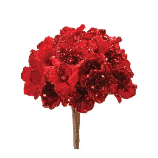 29.5" Beaded Velvet Hydrangea Flower Stems, 2ct. Red {4}