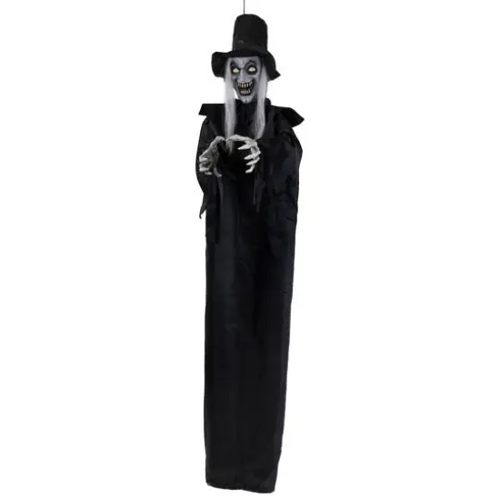 6ft. Lit Animated Vampire in Robe & Top Hat Halloween Decoration {5}