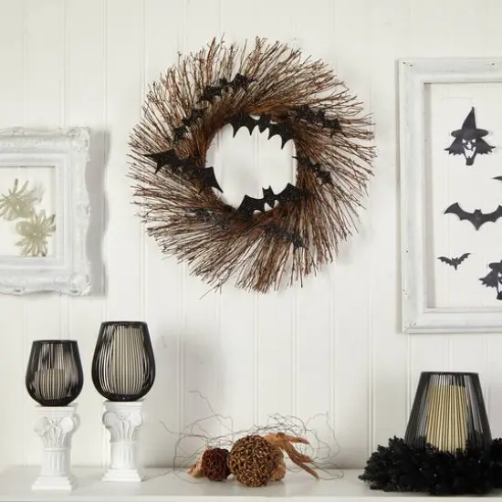 26" Halloween Bats Twig Wreath {4}