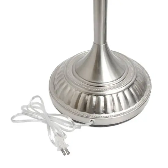 Lalia Home 6ft. Torchiere Floor Lamp with Marbleized Shade Brushed Nickel with White Shade {9}